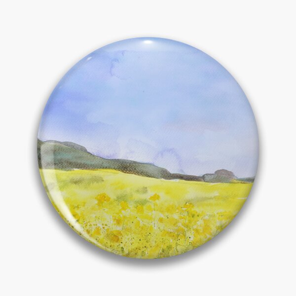 Item preview, golden yellow  rapeseed flower field watercolor hand painted  designed and sold by SelenePaintings .