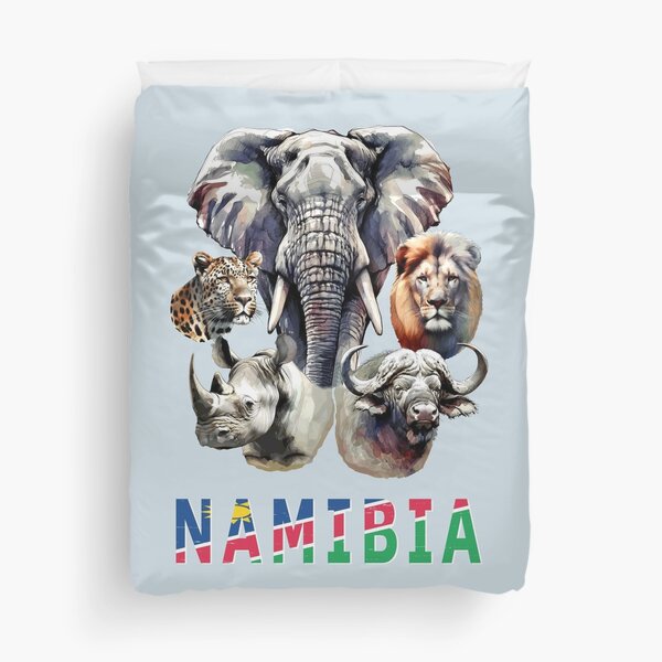 Namibia Big 5 Watercolor in Line and Wash for Namibia Fans Duvet Cover
