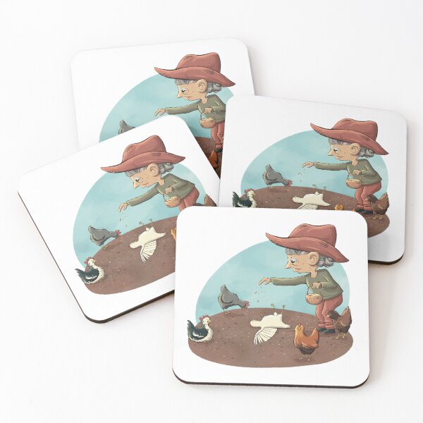 Item preview, Old Lady Feeding Chickens designed and sold by Alexa Crookston.