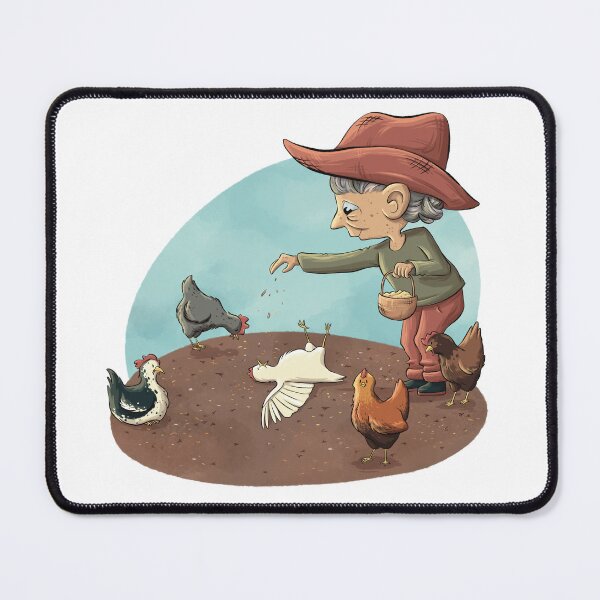 Item preview, Old Lady Feeding Chickens designed and sold by Squeak Studio.