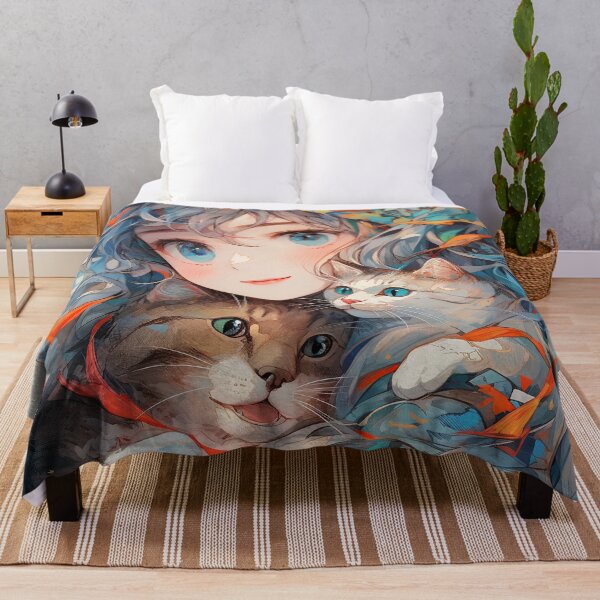 Item preview, Azure Autumn Feline Companions and Anime Girl designed and sold by bubblegoth.