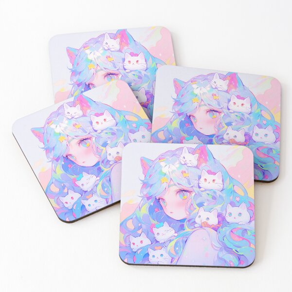 Item preview, Pastel Whimsical Dreamy Neko Anime Girl designed and sold by bubblegoth.