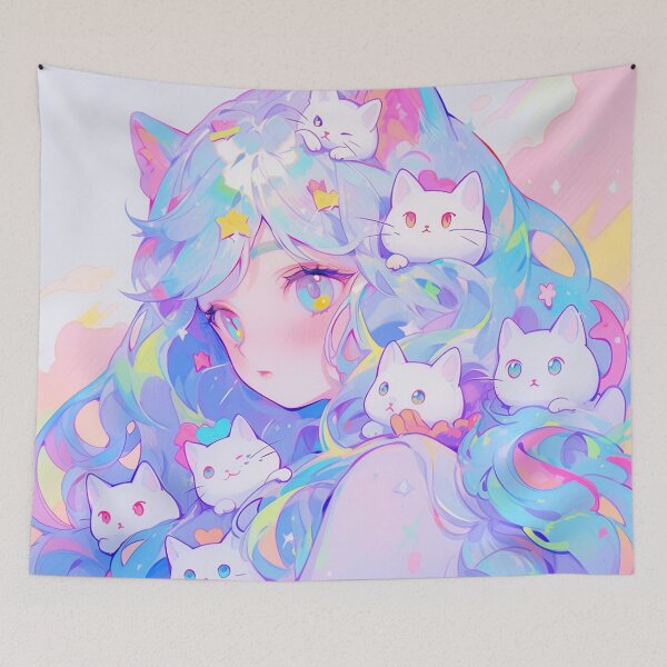 Item preview, Pastel Whimsical Dreamy Neko Anime Girl designed and sold by bubblegoth.