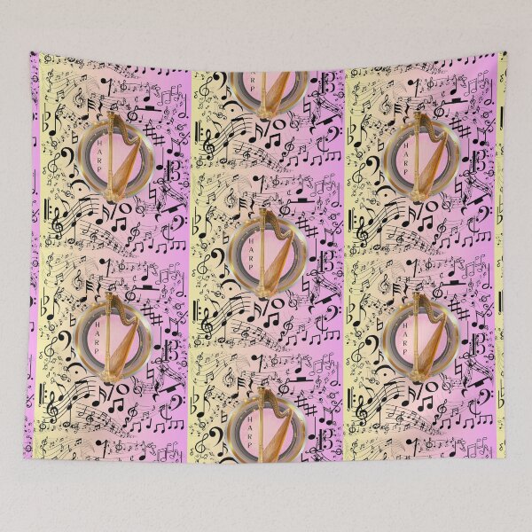 Item preview, Harp Music Everywhere Original Graphic Artwork designed and sold by BrightrDayMusicArt.