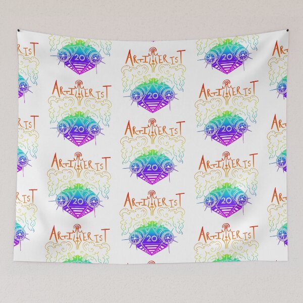 Item preview, Artifice dice: Dnd artificer artillerist subclass d20 (light rainbow text) designed and sold by TheDoodlemancer.