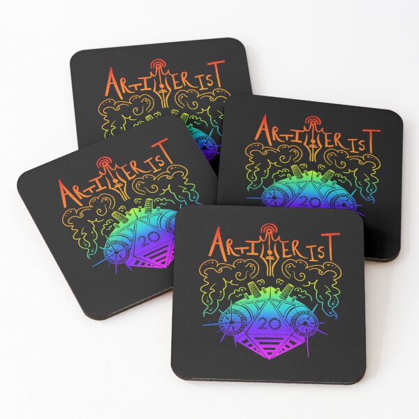 Item preview, Artifice dice: Dnd artificer artillerist subclass d20 (dark rainbow text) designed and sold by TheDoodlemancer.