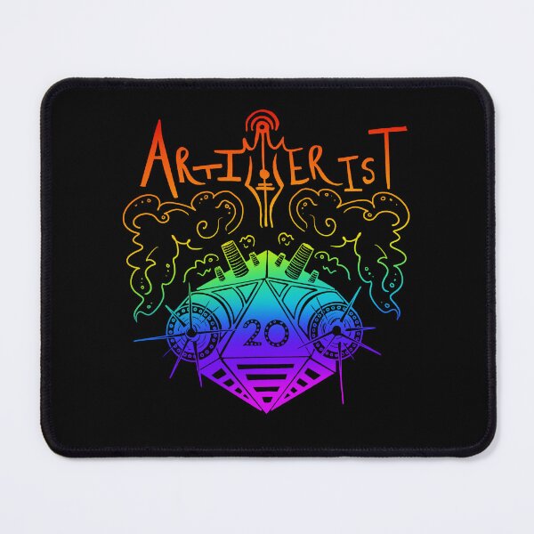 Item preview, Artifice dice: Dnd artificer artillerist subclass d20 (dark rainbow text) designed and sold by TheDoodlemancer.