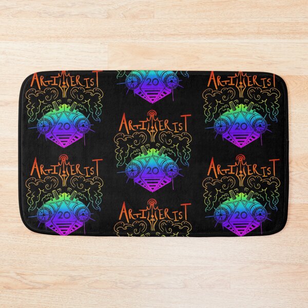 Item preview, Artifice dice: Dnd artificer artillerist subclass d20 (dark rainbow text) designed and sold by TheDoodlemancer.