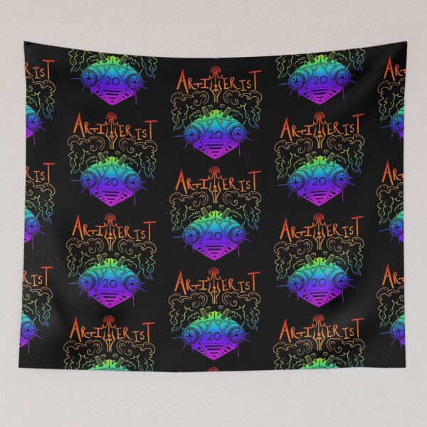 Item preview, Artifice dice: Dnd artificer artillerist subclass d20 (dark rainbow text) designed and sold by TheDoodlemancer.