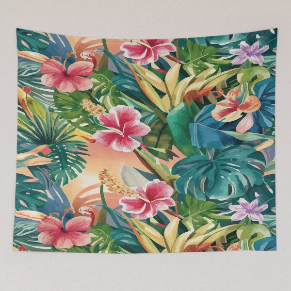 Item preview, Summer tropical Modern flower print. Seamless pattern. Hand drawn style. designed and sold by asbno19.