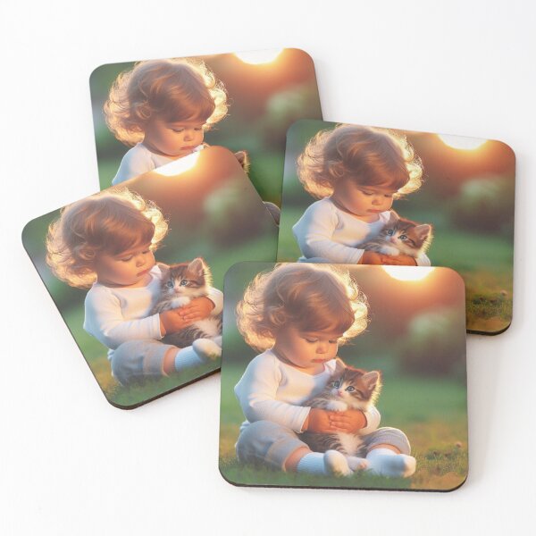 Item preview, A cute little boy holding a beautiful kitten designed and sold by Veremis.
