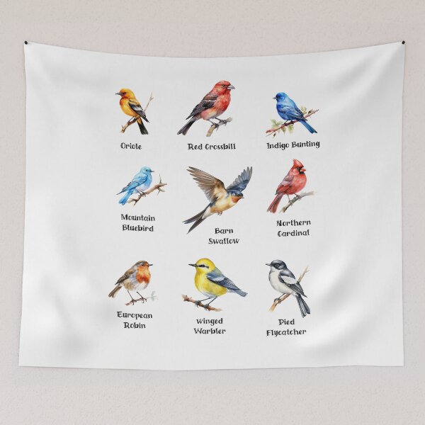 Item preview, Garden Birds Oriole-Red Crossbill-Indigo Bunting-Mountain BlueBird-Barn  designed and sold by DavidBriot.