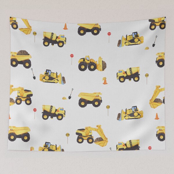 Item preview, Earth Moving Vehicles - White designed and sold by Catherine Wallace Art.
