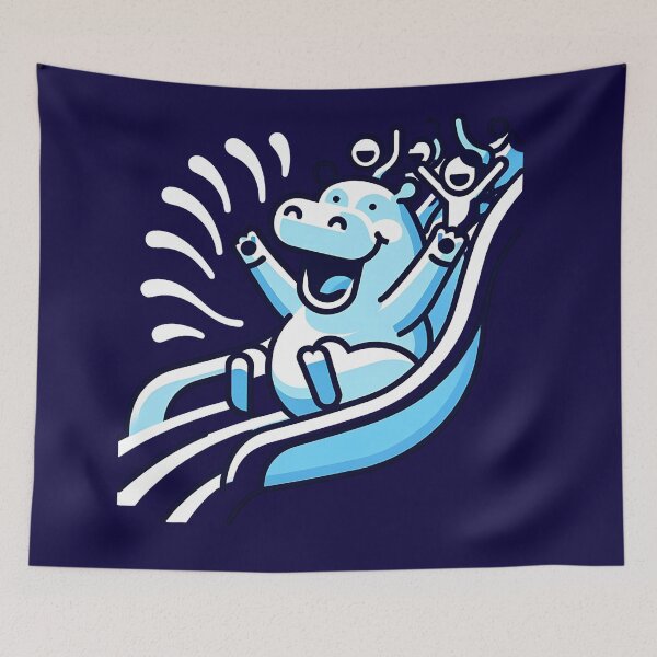 Item preview, Surreal Hippo Slide: A Joyful Water Park Adventure designed and sold by 0penvimark.