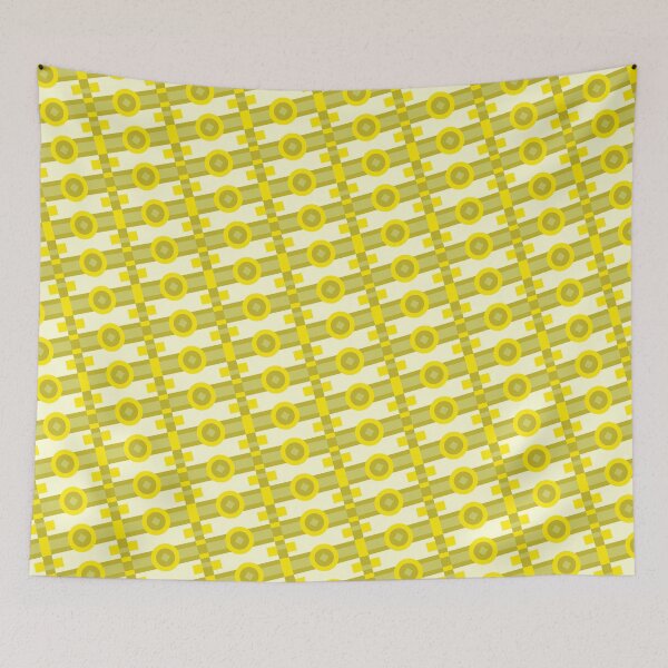 Item preview, Yellow Multicolor Line Striped Circles & Rectangles Coherent Drafts designed and sold by Alchemy-A-La-G.