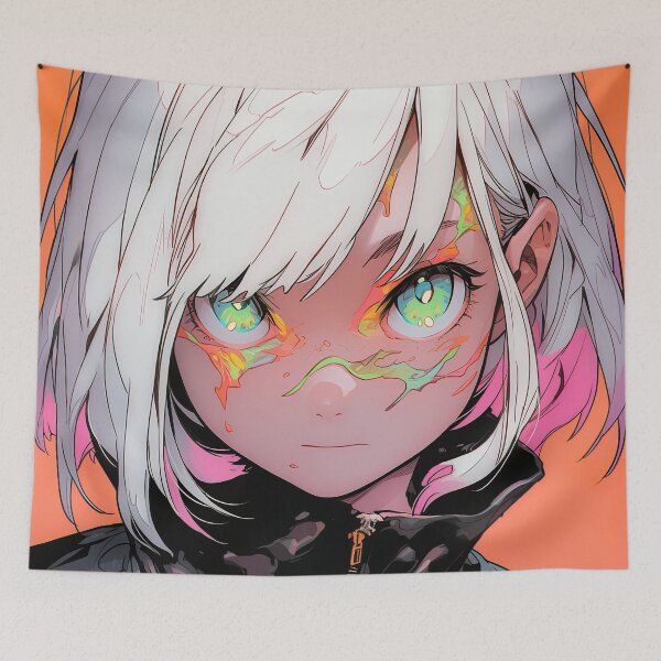 Item preview, Melancholy Neon Edgy Punk Contrast Anime Girl designed and sold by bubblegoth.
