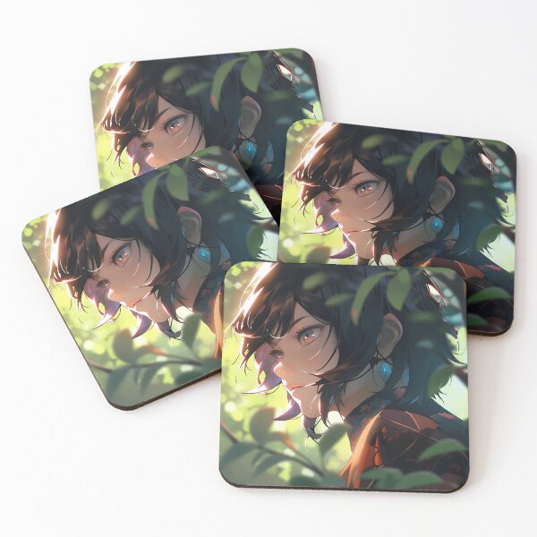 Item preview, Serene Emerald Enchanted Foliage Anime Girl designed and sold by bubblegoth.