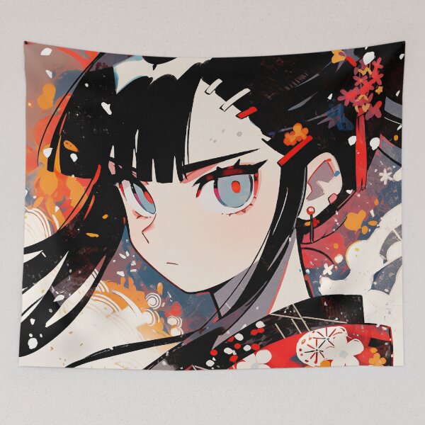 Item preview, Fierce Red Ink Kimono Anime Girl designed and sold by bubblegoth.