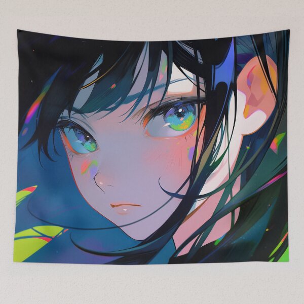 Item preview, Cosmic Nocturnal Neon Intrigue Anime Girl designed and sold by bubblegoth.