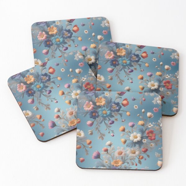 Item preview, Magical Colorful Flowers: Floral Pattern on Blue Background designed and sold by MrKATORSKI.