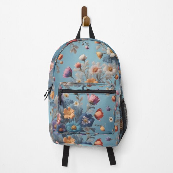 Item preview, Magical Colorful Flowers: Floral Pattern on Blue Background designed and sold by MrKATORSKI.