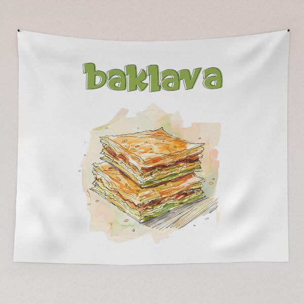 Item preview, Golden Layers of Delight: Baklava - Flaky Phyllo Pastry, Crunchy Nuts, and Fragrant Spices in Luscious Sugar Syrup بقلاوة بالفستق الحلبي designed and sold by FUNqoosh.