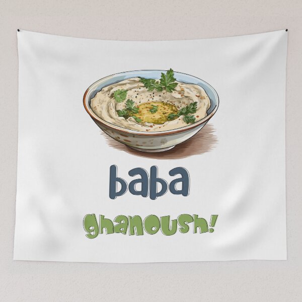 Item preview, Baba Ghanoush Mediterranean Delight: Smoky Eggplant, Tahini, Garlic and Pita! بابا غنوج متبل designed and sold by FUNqoosh.