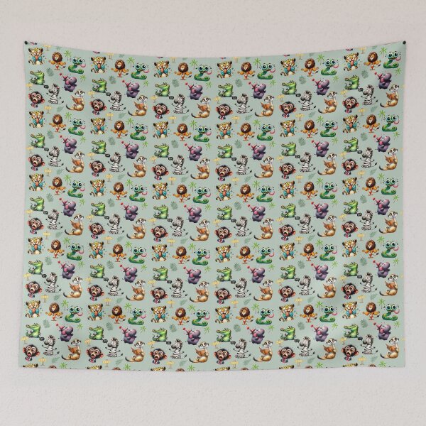 Item preview, Funny safari animals repeating pattern designed and sold by Fantacaroo Designs.