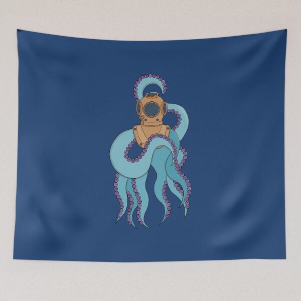Item preview, An octopus wearing a diving suit designed and sold by shopdiego.