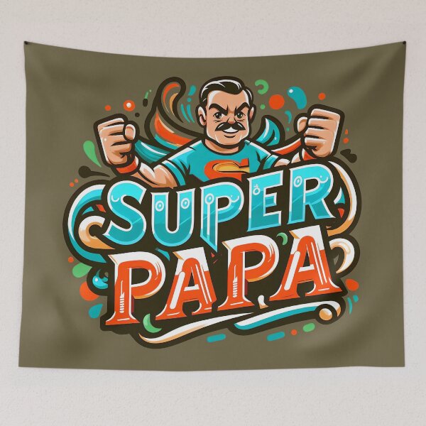 Item preview, Super Papa, typography, PUN designed and sold by maxmaj.