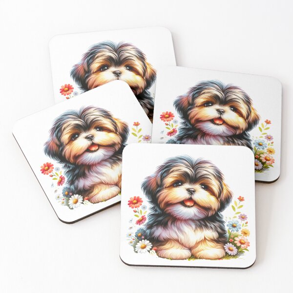Item preview, Lhasa Apso Puppy And Flowers designed and sold by TheAnimalZ00.