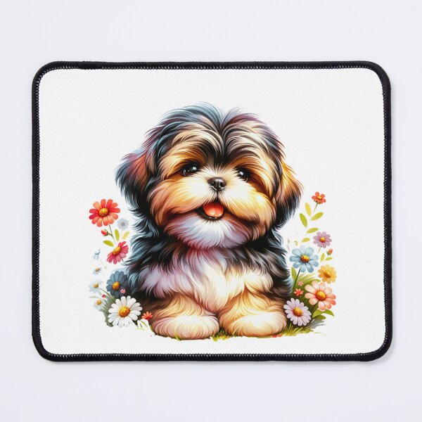 Item preview, Lhasa Apso Puppy And Flowers designed and sold by TheAnimalZ00.