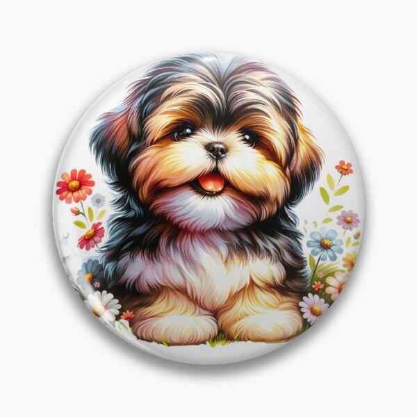 Item preview, Lhasa Apso Puppy And Flowers designed and sold by TheAnimalZ00.