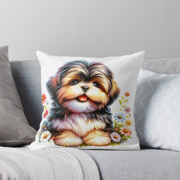 Item preview, Lhasa Apso Puppy And Flowers designed and sold by TheAnimalZ00.
