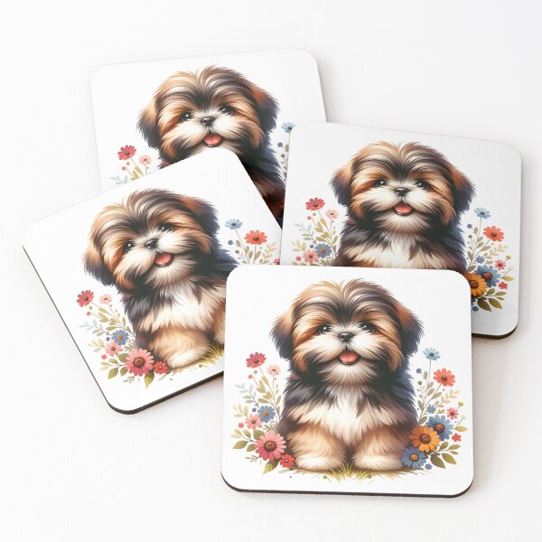Item preview, Lhasa Apso Puppy And Flowers designed and sold by TheAnimalZ00.
