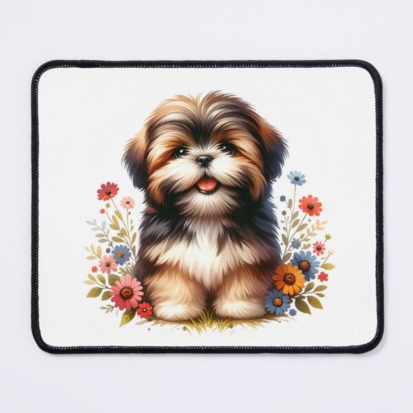 Item preview, Lhasa Apso Puppy And Flowers designed and sold by TheAnimalZ00.