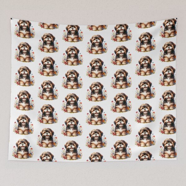 Item preview, Lhasa Apso Puppy And Flowers designed and sold by TheAnimalZ00.