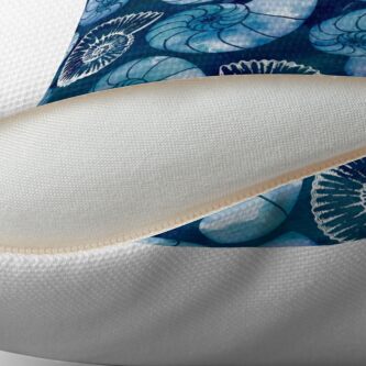 Alternate view of Nautilus fossils in sapphire blue Floor Pillow