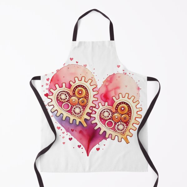 Item preview, Watercolor drawing of two red hearts in the form of gears that rotate each other designed and sold by evk-art.
