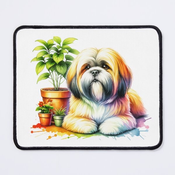 Item preview, Watercolor Lhasa Apso And Plants designed and sold by TheAnimalZ00.