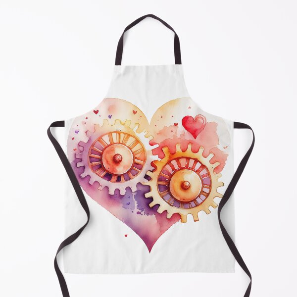 Item preview, Watercolor drawing of red heart with the gears that rotate each other designed and sold by evk-art.