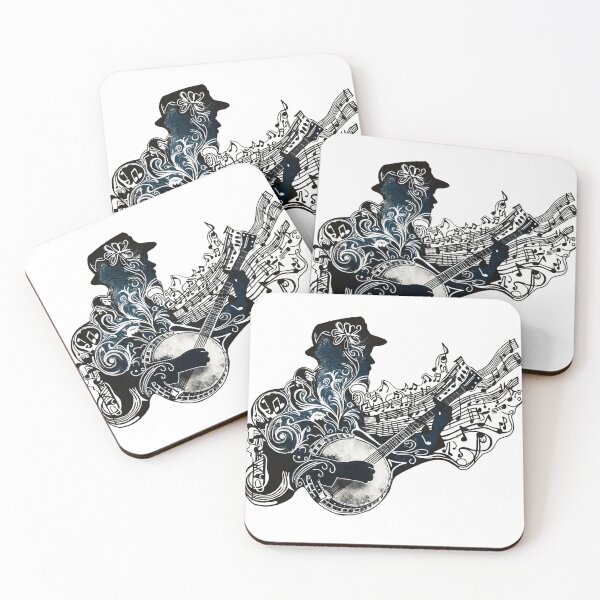 Item preview, The Banjo Man - Black and White Ink Music Art designed and sold by HausKatz.