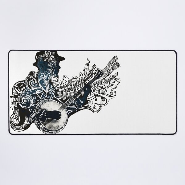 Item preview, The Banjo Man - Black and White Ink Music Art designed and sold by HausKatz.