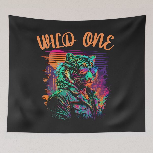 Item preview,  Wild One Colorful Tiger in Jacket and Shades designed and sold by AlienOccupation.