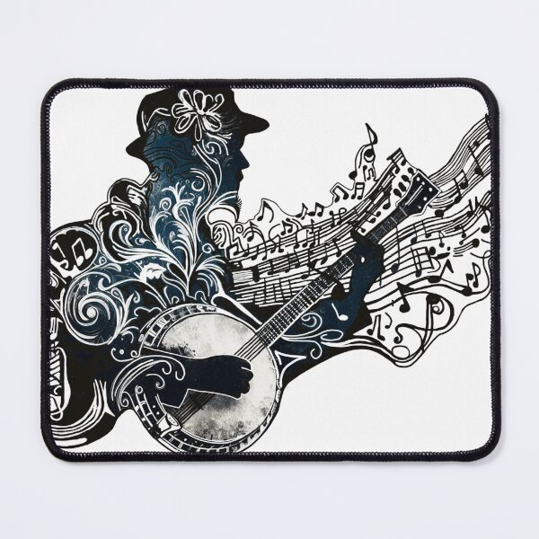 Item preview, The Banjo Man - Black and White Ink Music Art designed and sold by HausKatz.