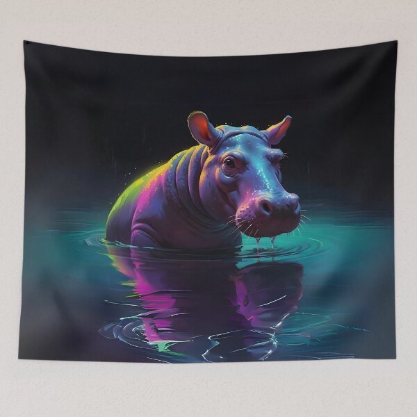 Item preview,  Colourful Hippopotamus Art designed and sold by Obsidian Ink by Wilshire.