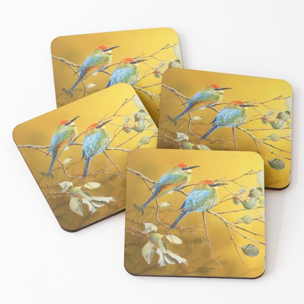 Item preview, Here Comes the Sun (Rainbow Bee-eaters) designed and sold by Frances McMahon Watercolour Bird Artist.