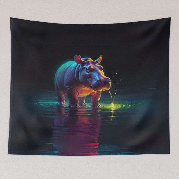 Item preview, Copy of  Colourful Hippopotamus Art designed and sold by Obsidian Ink by Wilshire.