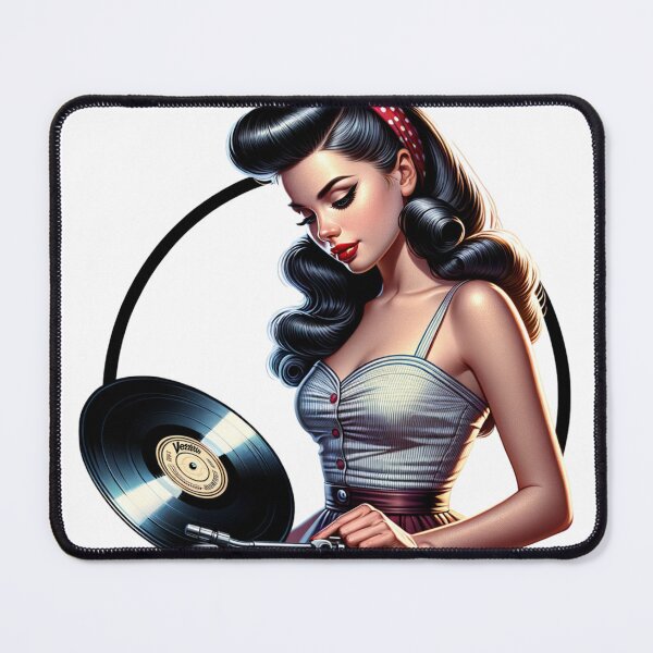 Item preview, Pin Up Girl tocando su disco designed and sold by PassionforLove.