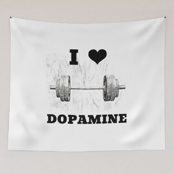 Item preview, I LOVE DOPAMINE Black Lettering Black Heart Barbell Design designed and sold by Primal Pump Co LTD.